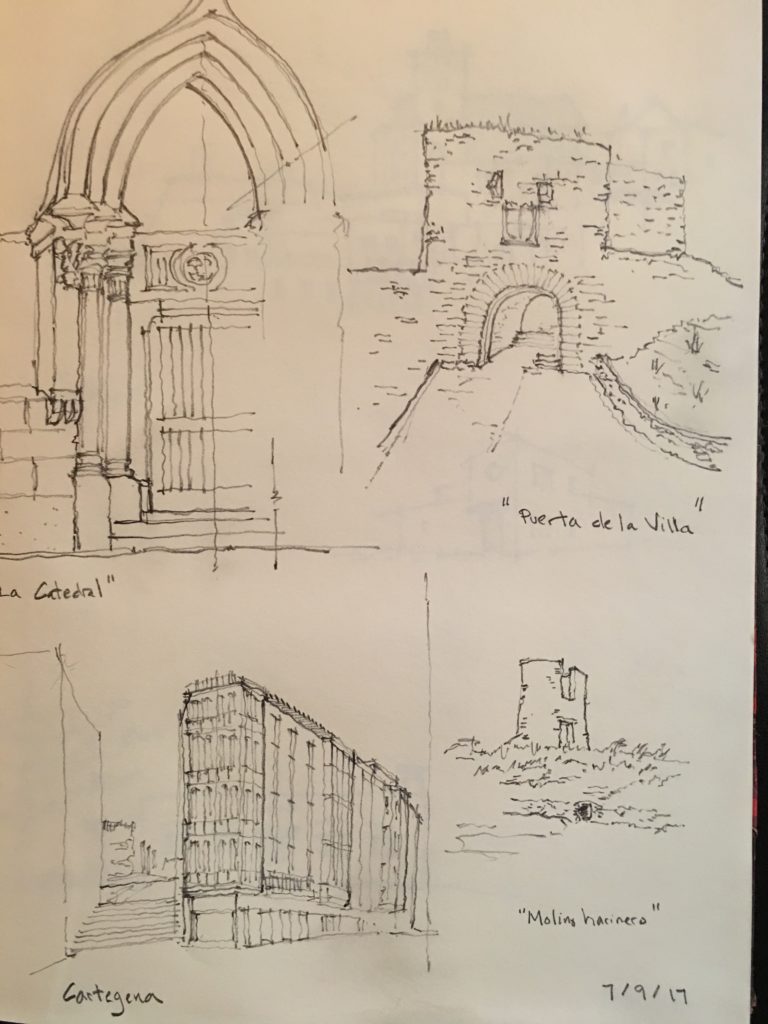 Hunter Johnson sketches of Cartegena