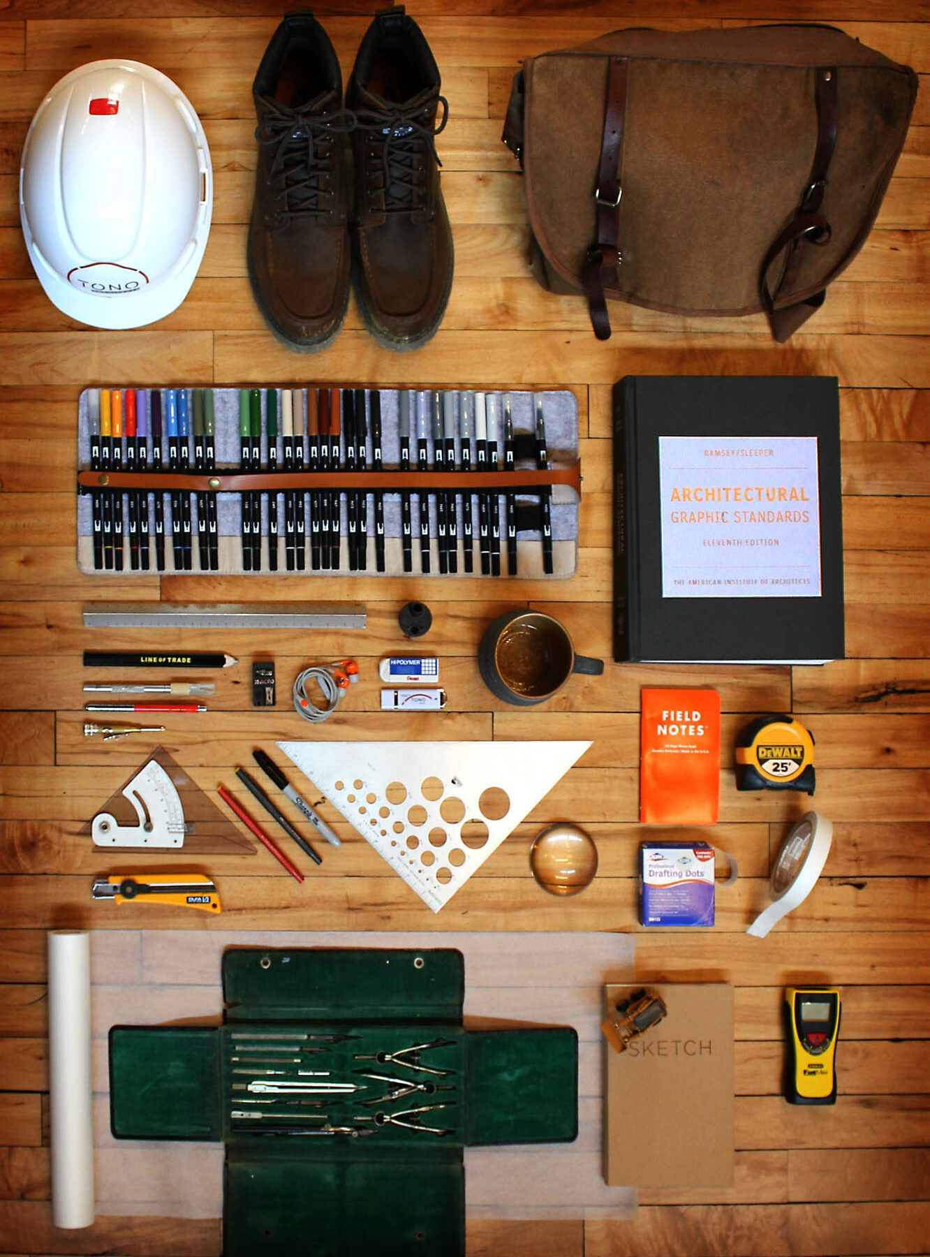 Architects Tools Laid Out Architect's tools laid out